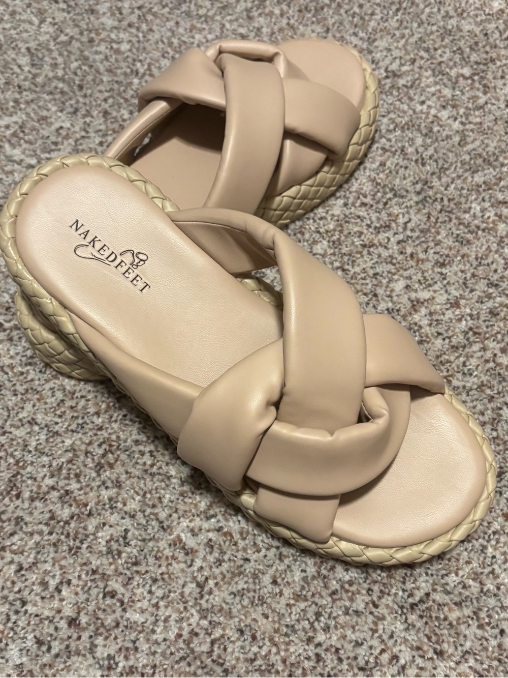 Naked Feet Cupro Platform Slide in Nude